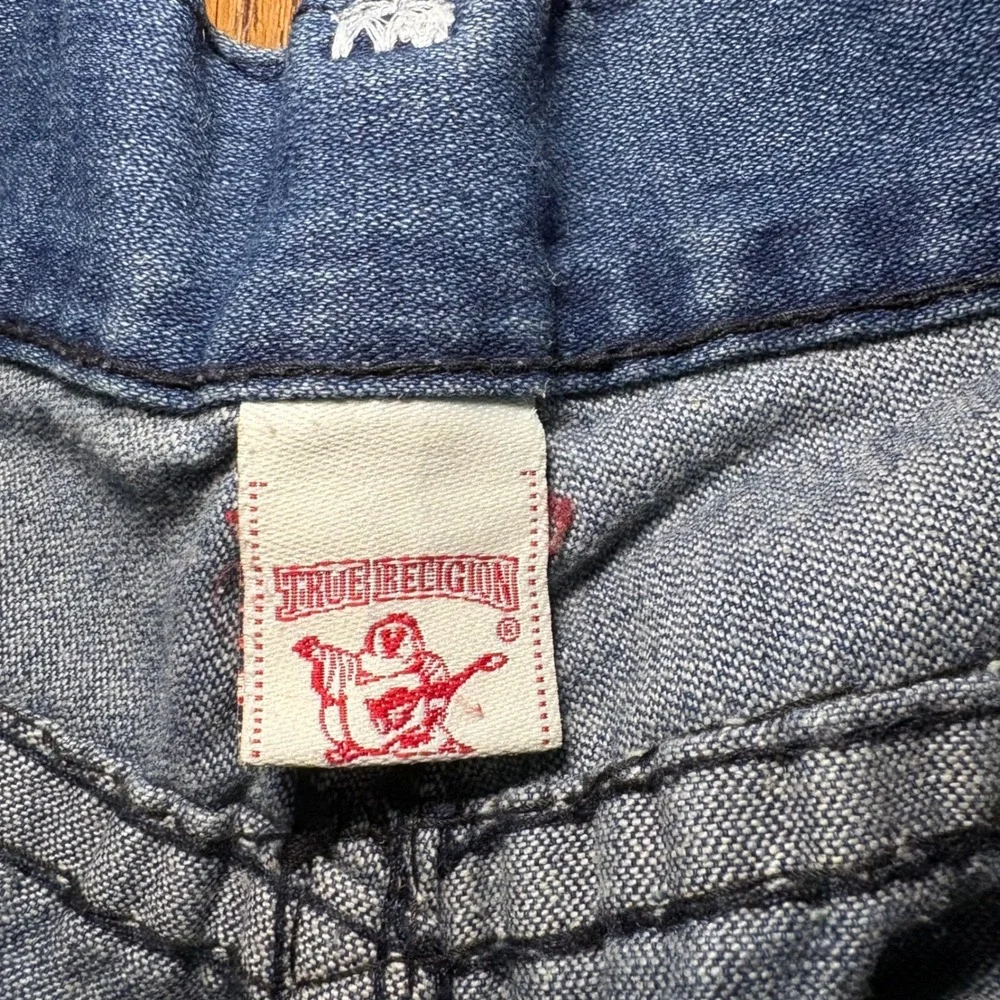 Y2K True Religion USA Made Thick Stitch Blue Jeans‎ Straight Leg Mens 40x33 VTG
